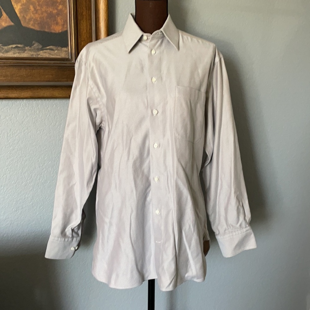 🎁 Armani Collezioni Italy Silver Lavender Bronze Shirt 15.5 R